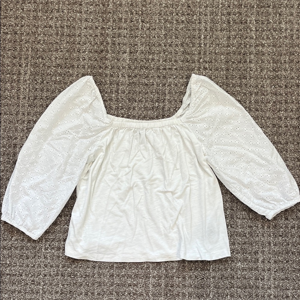 Sanctuary White Eyelet Blouse with Puff Sleeves